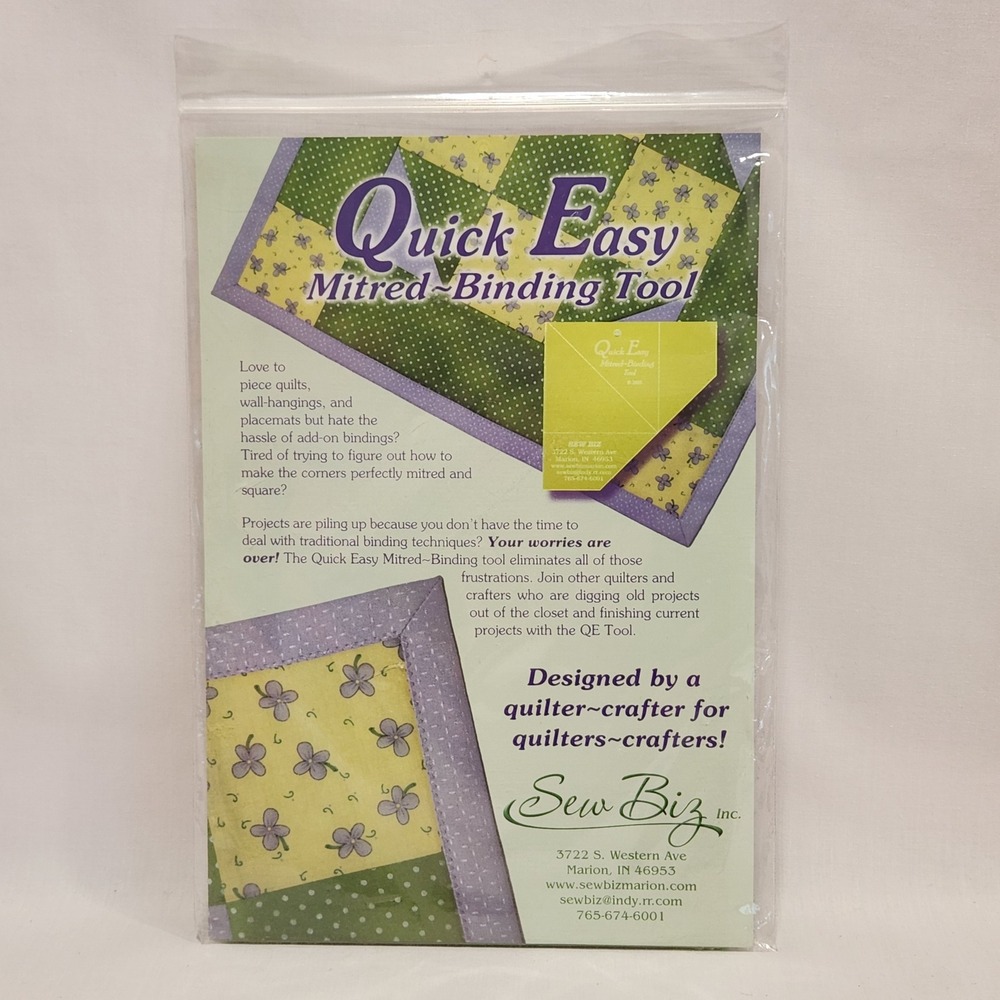 Sew Biz Quick Easy‎ Mitred-Binding Tool for Quilting and Sewing Yellow Template